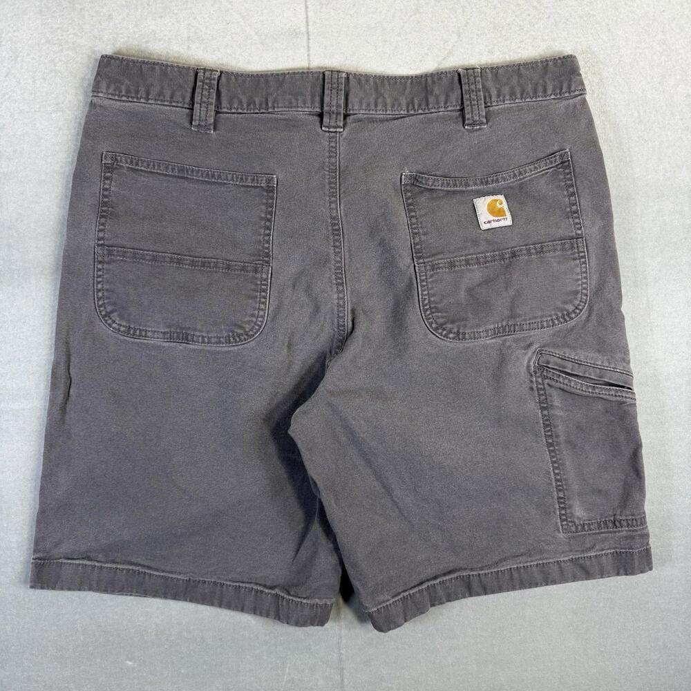 Carhartt Canvas Work Shorts Mens 38 Gray Rugged Flex Relaxed Fit Carpenter 9"